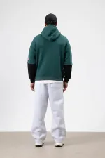 Sweat à capuche imprimé oversize, bleu marine