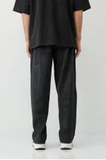 Baggy Fit Yıkamalı Eşofman Alt Siyah