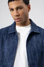 Oversize Dokulu Gömlek Lacivert