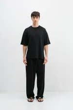 Modal Karışımlı Oversize Tişört Siyah