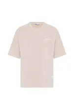 Label Detailed Oversize Modal Fabric Tracksuit Set Stone