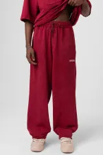 Yıkamalı Arka Baskılı Oversize Eşofman Takım Bordo