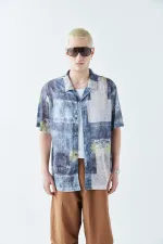 Patterned Corduroy Oversize Shirt Pattern-8