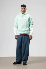 Sweat à capuche imprimé oversize menthe