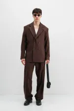 Costume croisé oversize marron