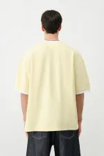 Kısa Kollu Oversize Cepli Tişört Sarı