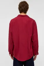 Oversize Long-Sleeve Modal Fabric Shirt, Burgundy