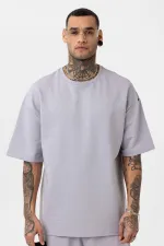 Ensemble de survêtement basique oversize à poignets élastiqués, gris peint