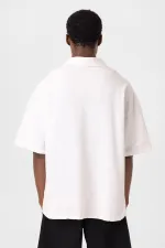 Polo Yaka Oversize Tişört Ekru