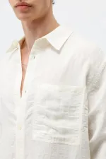 Chemise blanche oversize rayée en modal