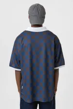 Oversize Polo Yaka Forma Tişört KAHVE/İNDİGO