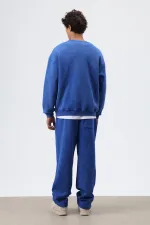 Yıkamalı Baggy Eşofman Alt Saks