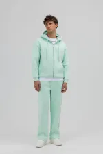 Sweat à capuche basique oversize zippé, couleur menthe