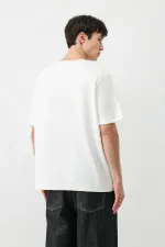 Kısa Kollu Boxy Fit Tişört Ekru