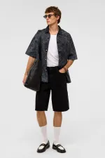 Oversize Bermuda Denim Shorts Black