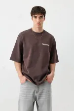 T-shirt oversize imprimé, couleur café