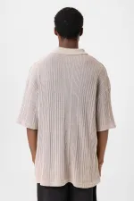 Polo Yaka Oversize Triko Taş