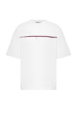 Yıkamalı Arka Baskılı Oversize Tişört Ekru