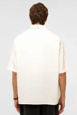 Chemise basique oversize à manches courtes en modal, écru