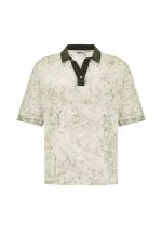 Yıkamalı Oversize Polo Yaka Tişört Haki