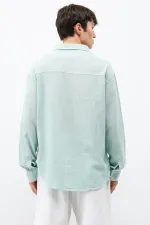 Chemise basique oversize à manches longues, vert turquoise