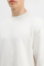 Modal Karışımlı Oversize Tişört Ekru