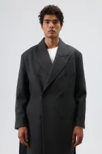 Oversize Kruvaze Kaşe Kaban Antrasit