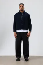 Veste en gabardine coupe carrée, bleu marine