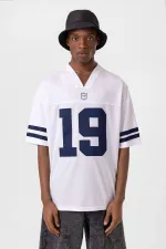 T-shirt oversize imprimé en jersey blanc