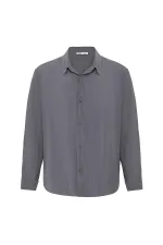 Oversize Modal Kumaş Gömlek Gri