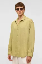 Oversize Long-Sleeve Modal Fabric Shirt, Green