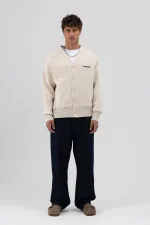 Sweat-shirt oversize à boutons couleur pierre