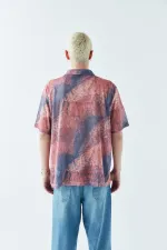 Patterned Corduroy Oversize Shirt Pattern-5