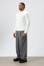 Baggy Fit Fabric Trousers Anthracite