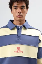 Sweat-shirt oversize à rayures imprimées bleu