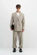 Costume croisé oversize, beige