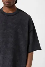 Yıkamalı Oversize Tişört Siyah