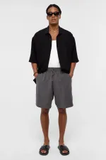 Oversize Modal Kumaş Bermuda Şort Antrasit