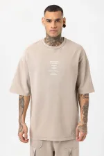 Yıkamalı Baskılı Oversize Eşofman Takım Soğuk Vizon