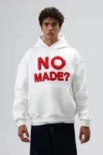 Sweat à capuche imprimé oversize, écru