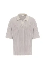 Polo Yaka Oversize Triko Taş