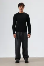 Pull oversize en maille à motifs, noir