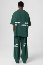 Yıkamalı Arka Baskılı Oversize Eşofman Takım Nefti