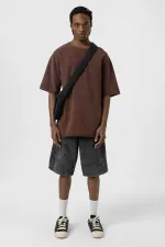 T-shirt basique oversize délavé, couleur café