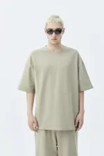 Delik Detaylı Oversize Eşofman Takım Vizon