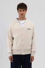 Sweat-shirt oversize à boutons couleur pierre