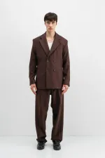 Costume croisé oversize marron