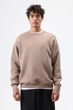 Sweat-shirt basique oversize délavé, couleur vison