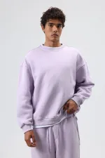 Sweat-shirt basique oversize délavé lilas