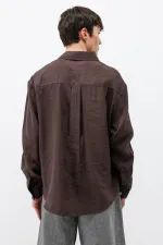 Chemise oversize en modal avec poches, marron foncé